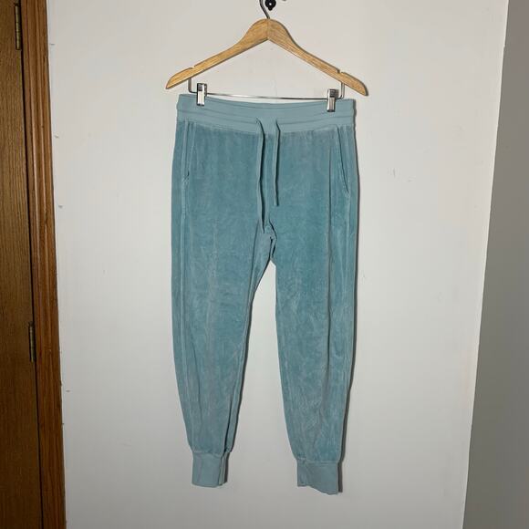 Womens AMO Velour Sky Blue Joggers Size S EUC! - Picture 2 of 3